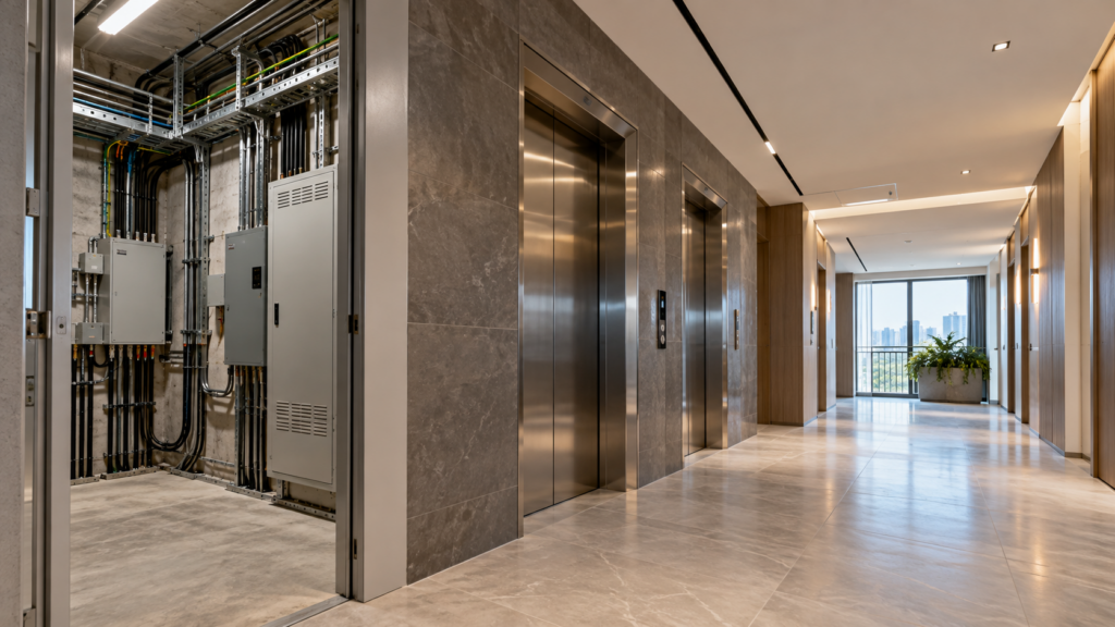 Infraestrutura elétrica para elevadores e áreas comuns do edifício 3